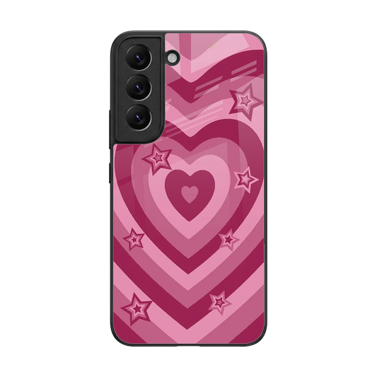 Y2K Pink Hearts X Stars back phone cover | glass case for samsung galaxy s22