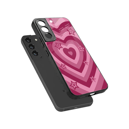 Y2K Pink Hearts X Stars sleek samsung galaxy s22 cover with tempered glass back and TPU edges
