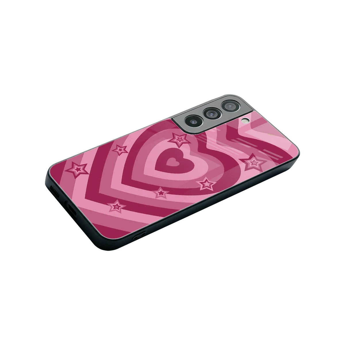 Y2K Pink Hearts X Stars stylish phone case for samsung galaxy s22 | glossy glass and slim fit