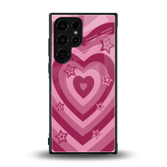 Y2K Pink Hearts X Stars back phone cover | glass case for samsung galaxy s24 ultra