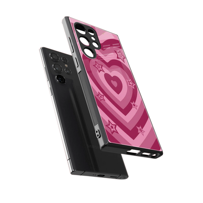 Y2K Pink Hearts X Stars sleek samsung galaxy s24 ultra cover with tempered glass back and TPU edges