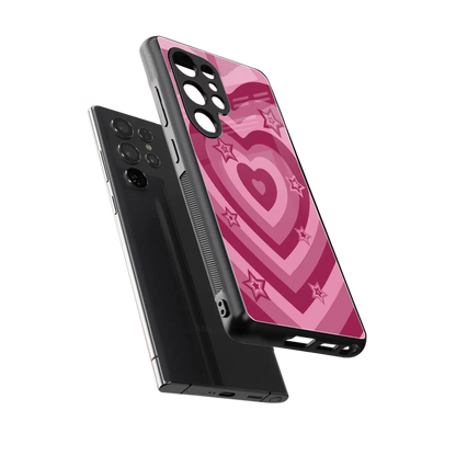 Y2K Pink Hearts X Stars sleek samsung galaxy s25 ultra cover with tempered glass back and TPU edges