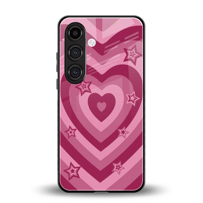 Y2K Pink Hearts X Stars back phone cover | glass case for samsung galaxy s24
