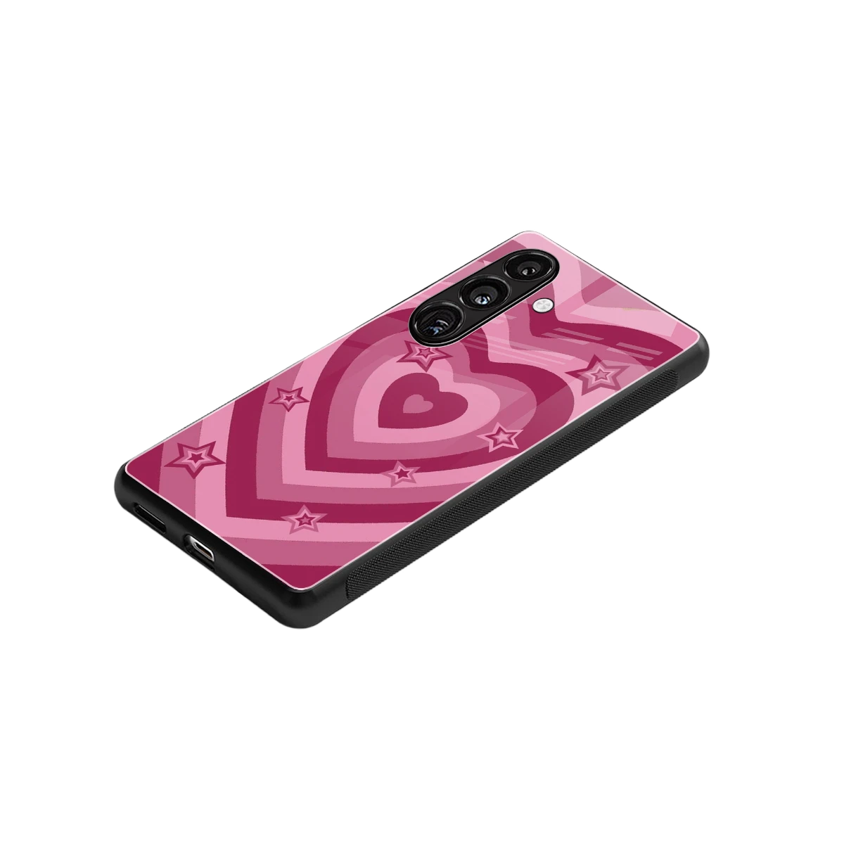 Y2K Pink Hearts X Stars stylish phone case for samsung galaxy s25 fe | glossy glass and slim fit