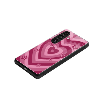 Y2K Pink Hearts X Stars stylish phone case for samsung galaxy s24 | glossy glass and slim fit