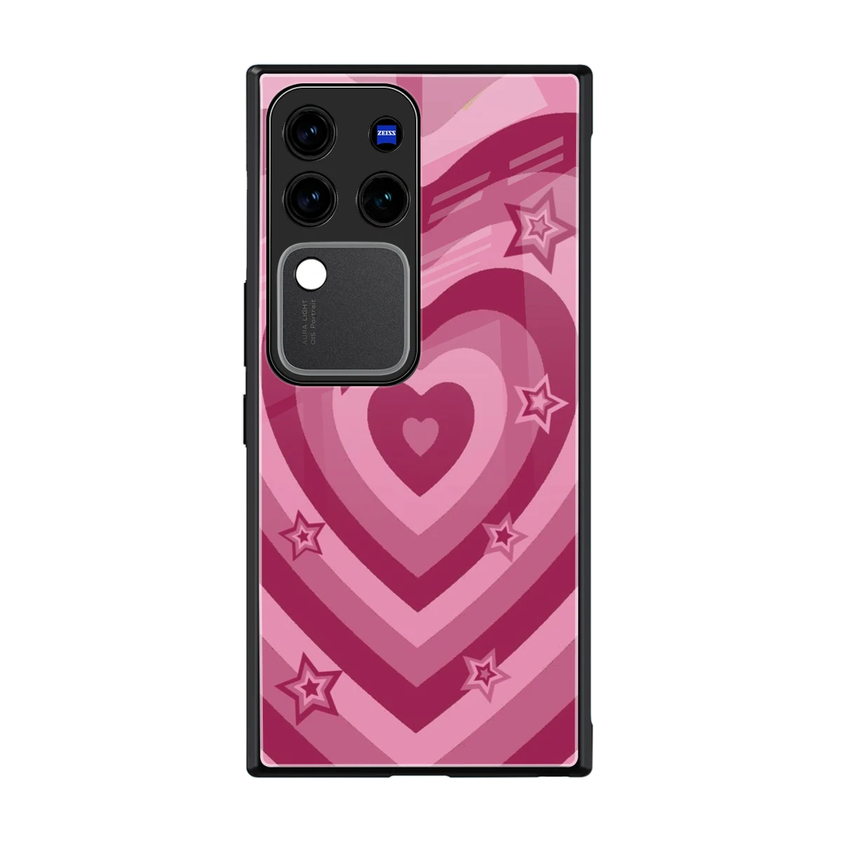 Y2K Pink Hearts X Stars back phone cover | glass case forvivo v30 pro