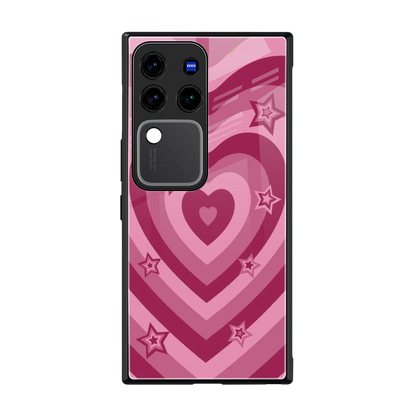 Y2K Pink Hearts X Stars back phone cover | glass case forvivo v30 pro
