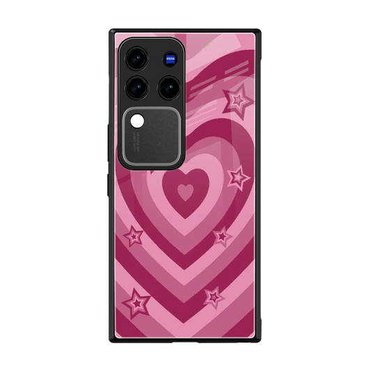Y2K Pink Hearts X Stars back phone cover | glass case forvivo v30 pro