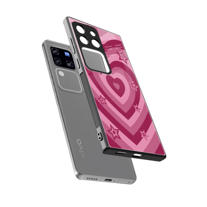 Y2K Pink Hearts X Stars sleekvivo v30 pro cover with tempered glass back and TPU edges