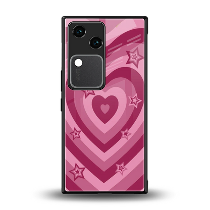 Y2K Pink Hearts X Stars back phone cover | glass case for vivo v30