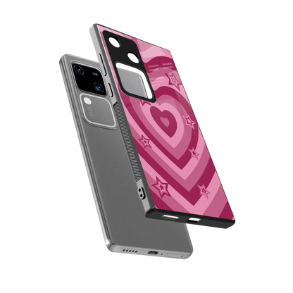 Y2K Pink Hearts X Stars sleek vivo v30 cover with tempered glass back and TPU edges
