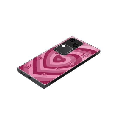Y2K Pink Hearts X Stars stylish phone case for vivo v30 | glossy glass and slim fit
