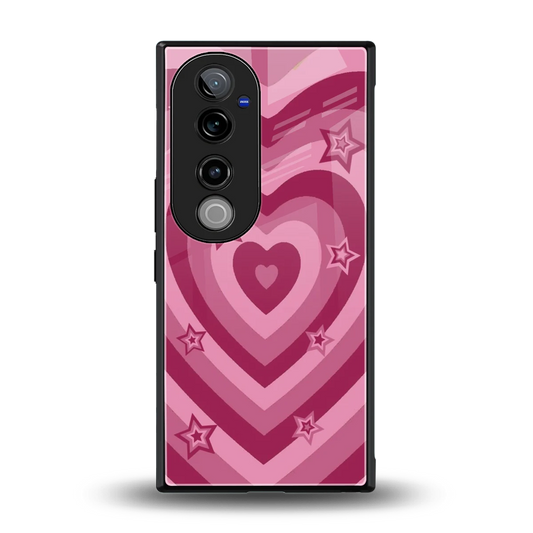 Y2K Pink Hearts X Stars back phone cover | glass case for vivo v40 pro