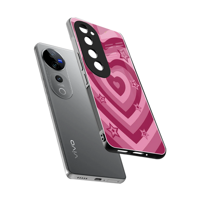 Y2K Pink Hearts X Stars sleek vivo v40 pro cover with tempered glass back and TPU edges