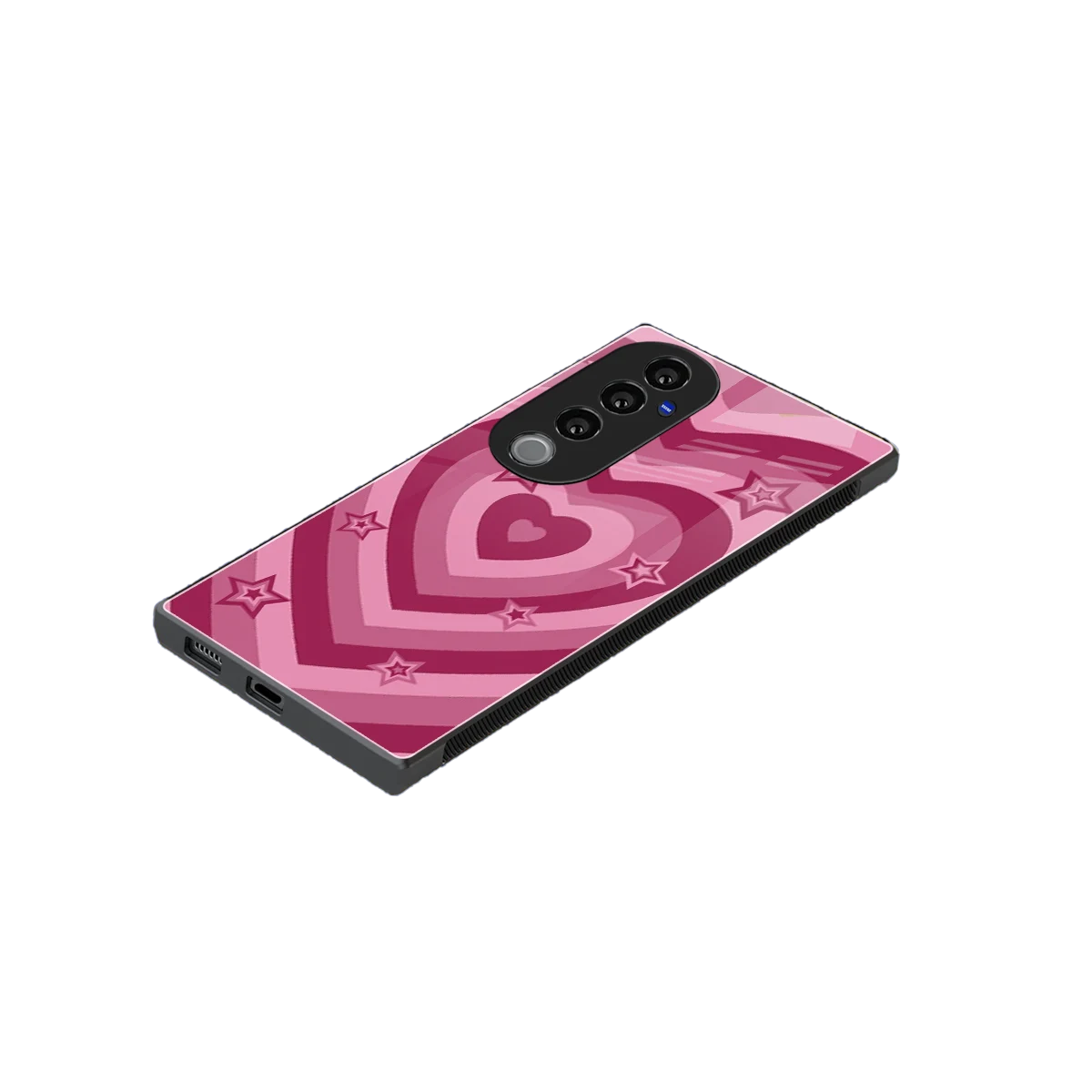 Y2K Pink Hearts X Stars stylish phone case for vivo v40 pro | glossy glass and slim fit