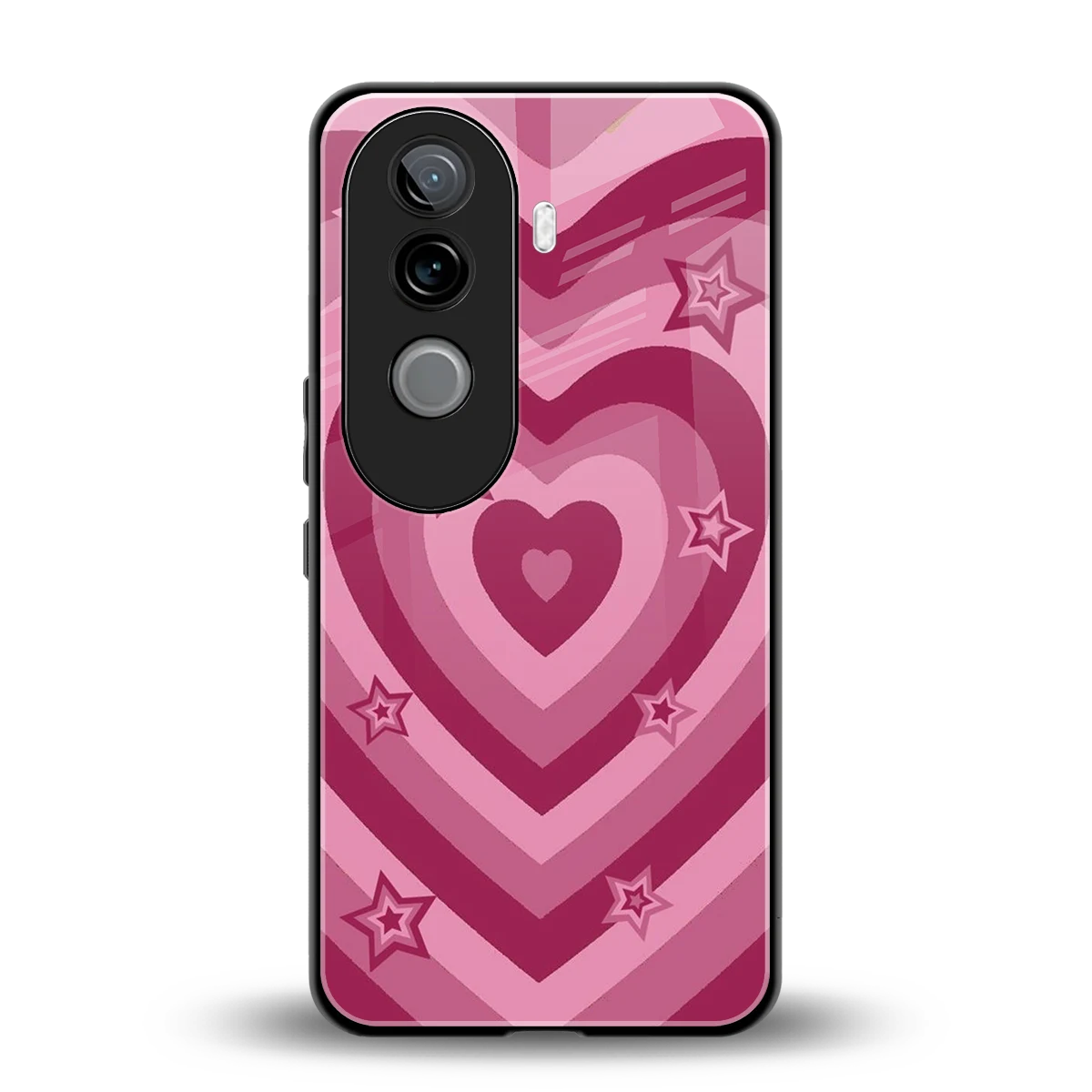 Y2K Pink Hearts X Stars back phone cover | glass case for vivo v40e