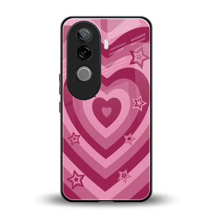 Y2K Pink Hearts X Stars back phone cover | glass case for vivo v40e