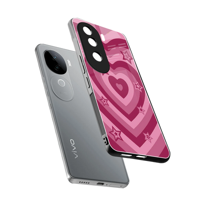 Y2K Pink Hearts X Stars sleek vivo v40e cover with tempered glass back and TPU edges