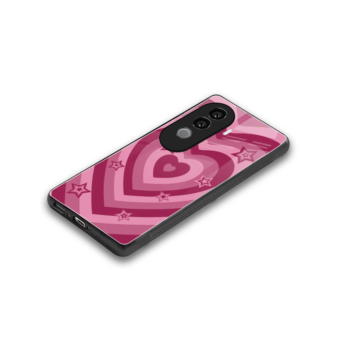 Y2K Pink Hearts X Stars stylish phone case for vivo v40e | glossy glass and slim fit