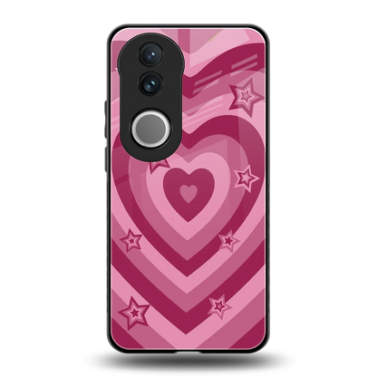 Y2K Pink Hearts X Stars back phone cover | glass case for vivo v50