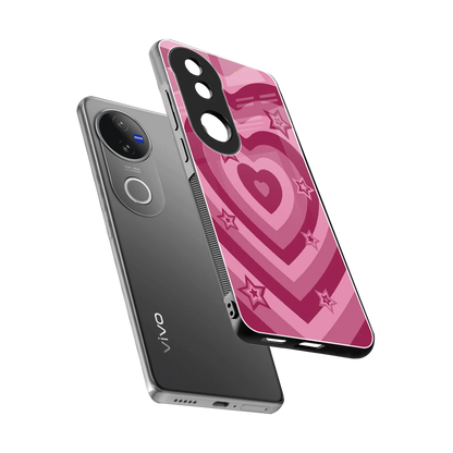 Y2K Pink Hearts X Stars sleek vivo v50 cover with tempered glass back and TPU edges