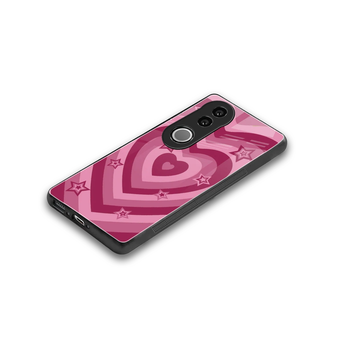 Y2K Pink Hearts X Stars stylish phone case for vivo v50 | glossy glass and slim fit
