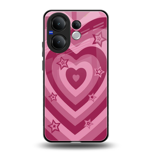 Y2K Pink Hearts X Stars back phone cover | glass case for vivo v60