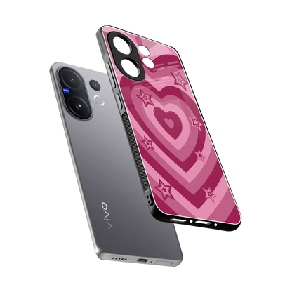 Y2K Pink Hearts X Stars sleek vivo v60 cover with tempered glass back and TPU edges
