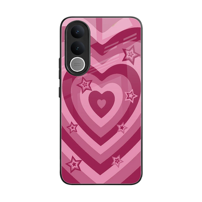 Y2K Pink Hearts X Stars back phone cover | glass case for vivo v70 fe