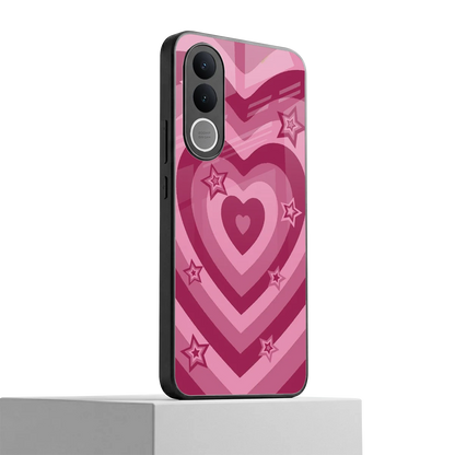Y2K Pink Hearts X Stars vivo v70 fe mobile cover | shockproof glass phone case