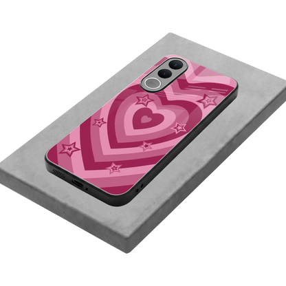 Y2K Pink Hearts X Stars stylish phone case for vivo v70 fe | glossy glass and slim fit