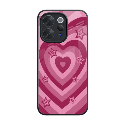 Y2K Pink Hearts X Stars back phone cover | glass case for vivo v70
