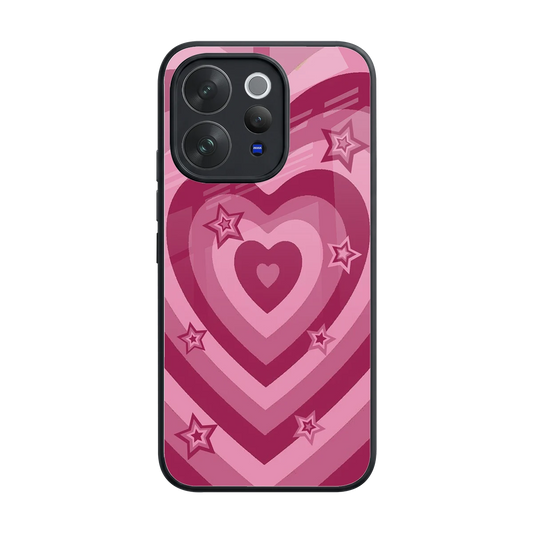 Y2K Pink Hearts X Stars back phone cover | glass case for vivo v70