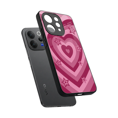 Y2K Pink Hearts X Stars sleek vivo v70 elite cover with tempered glass back and TPU edges