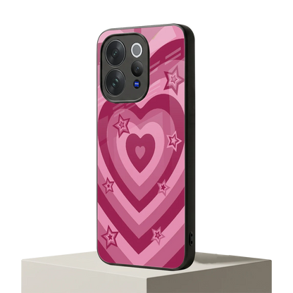 Y2K Pink Hearts X Stars vivo v70 mobile cover | shockproof glass phone case