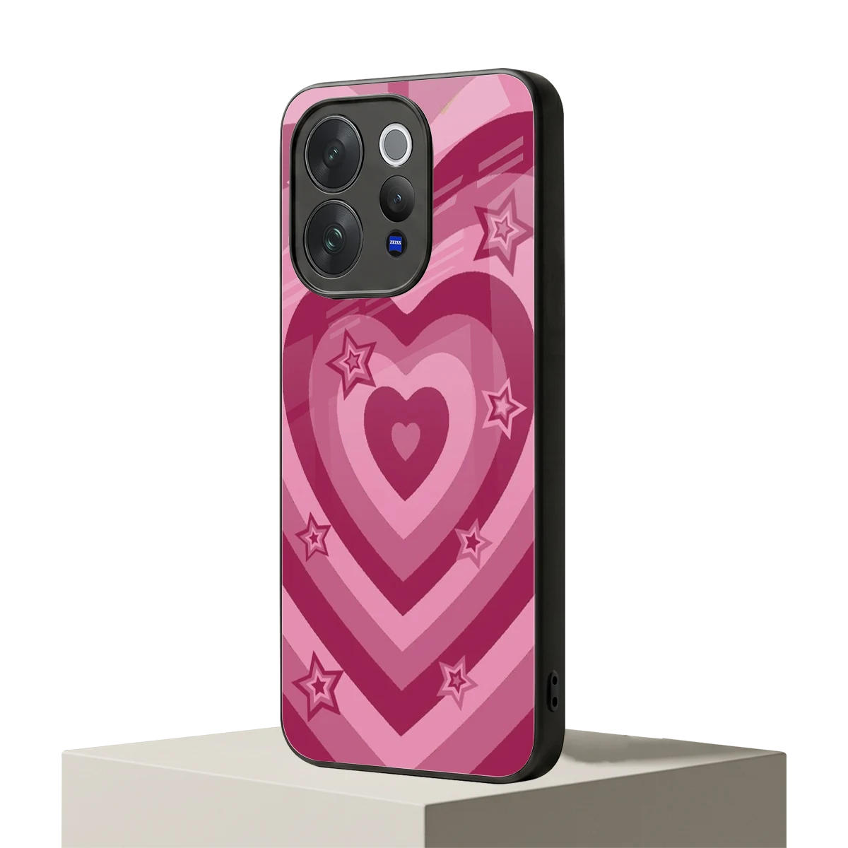 Y2K Pink Hearts X Stars vivo v70 elite mobile cover | shockproof glass phone case