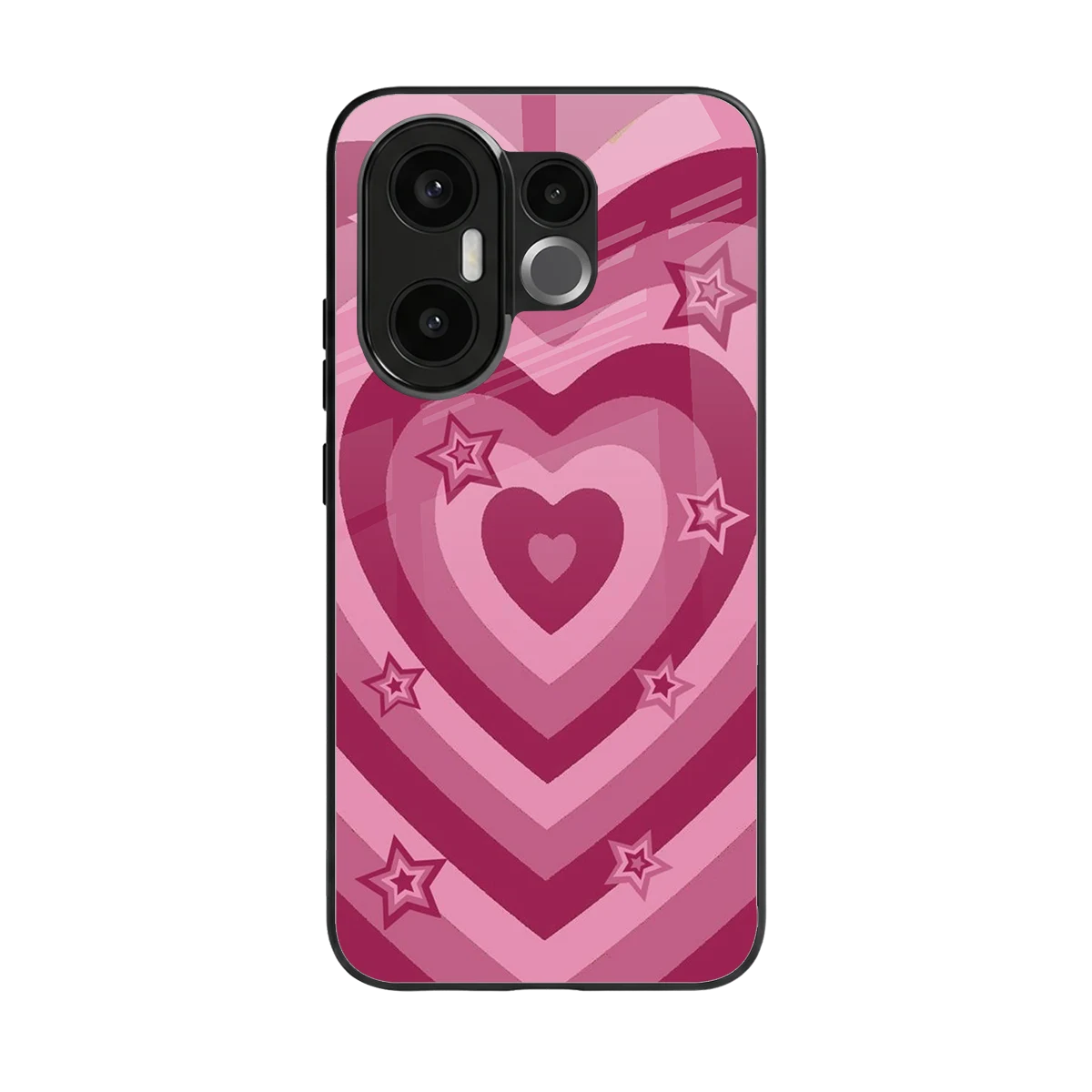 Y2K Pink Hearts X Stars back phone cover | glass case for vivo x200 fe