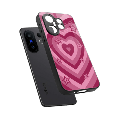 Y2K Pink Hearts X Stars sleek vivo x200 fe cover with tempered glass back and TPU edges