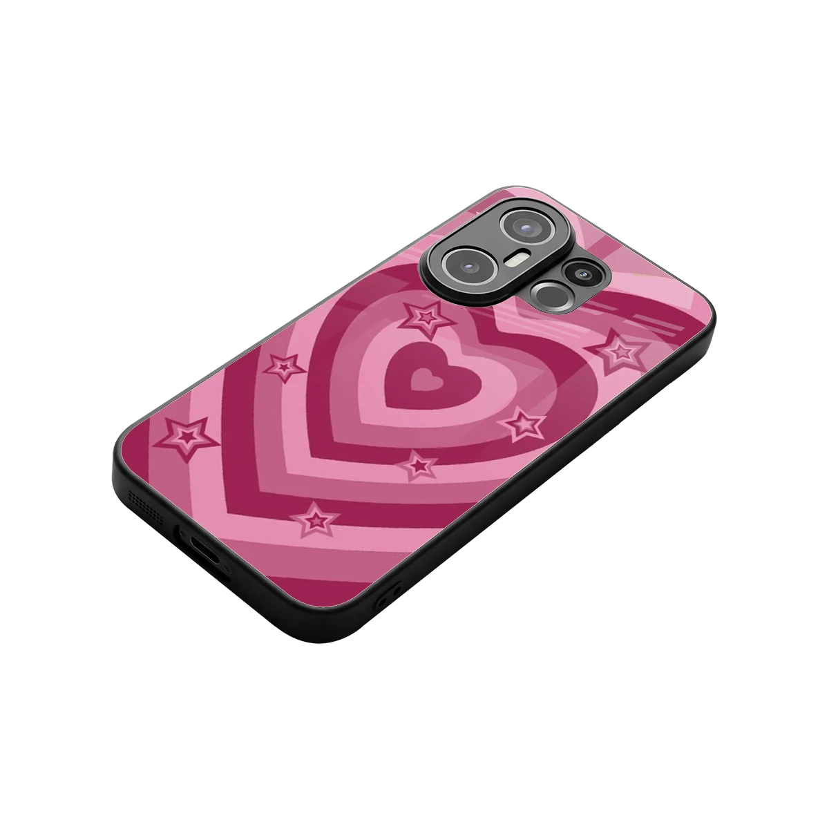Y2K Pink Hearts X Stars stylish phone case for vivo x200 fe | glossy glass and slim fit