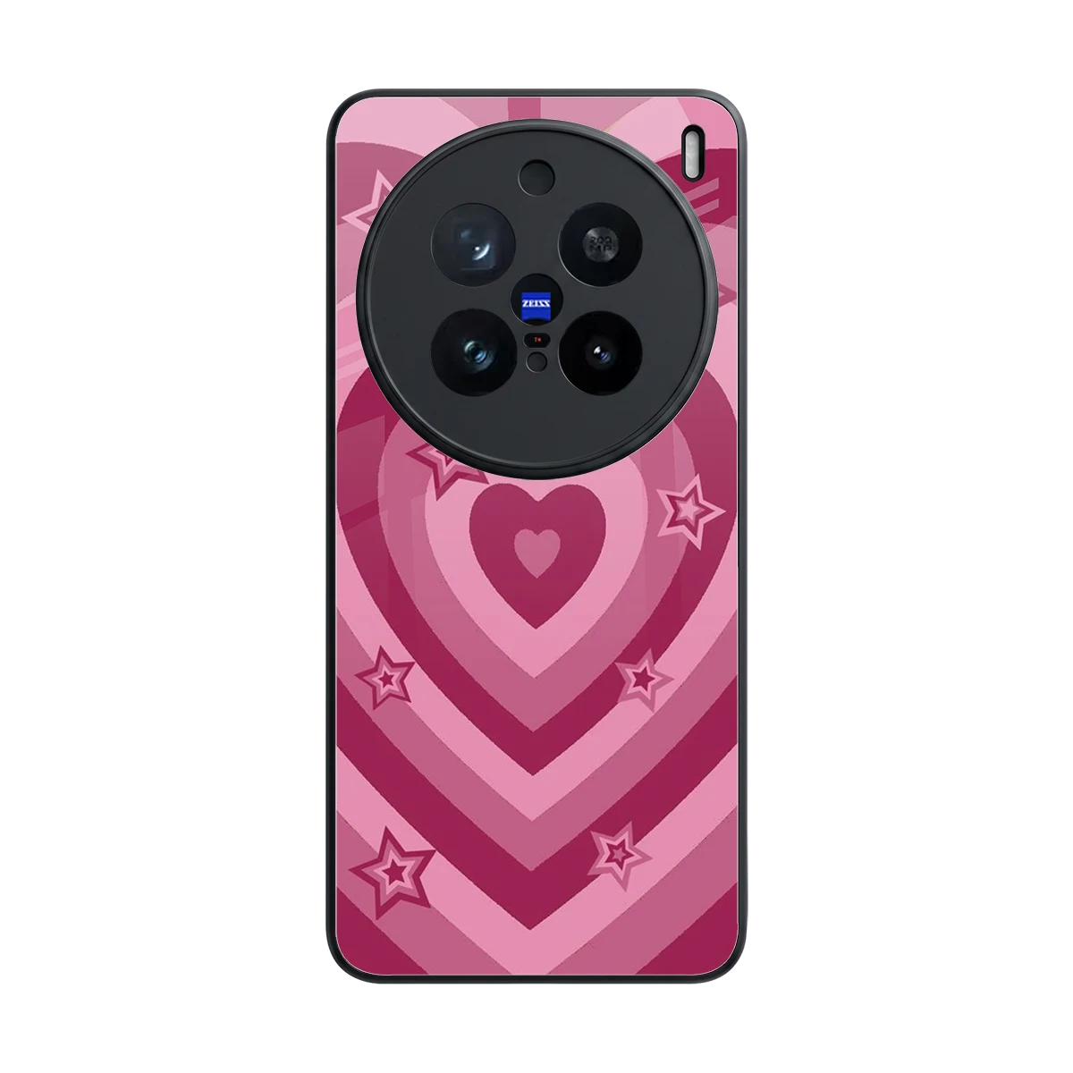 Y2K Pink Hearts X Stars back phone cover | glass case for vivo x200 pro