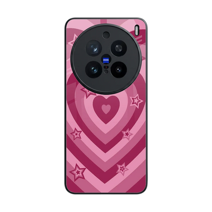 Y2K Pink Hearts X Stars back phone cover | glass case for vivo x200 pro