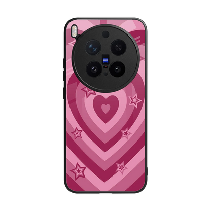 Y2K Pink Hearts X Stars back phone cover | glass case for vivo x300 pro