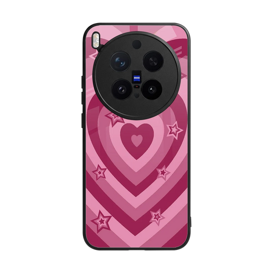 Y2K Pink Hearts X Stars back phone cover | glass case for vivo x300 pro