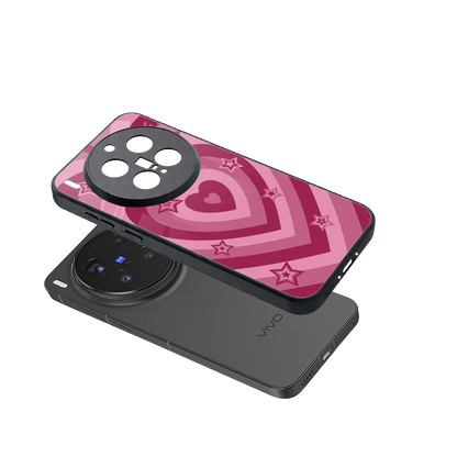 Y2K Pink Hearts X Stars sleek vivo x300 pro cover with tempered glass back and TPU edges