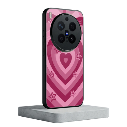 Y2K Pink Hearts X Stars vivo x300 pro mobile cover | shockproof glass phone case