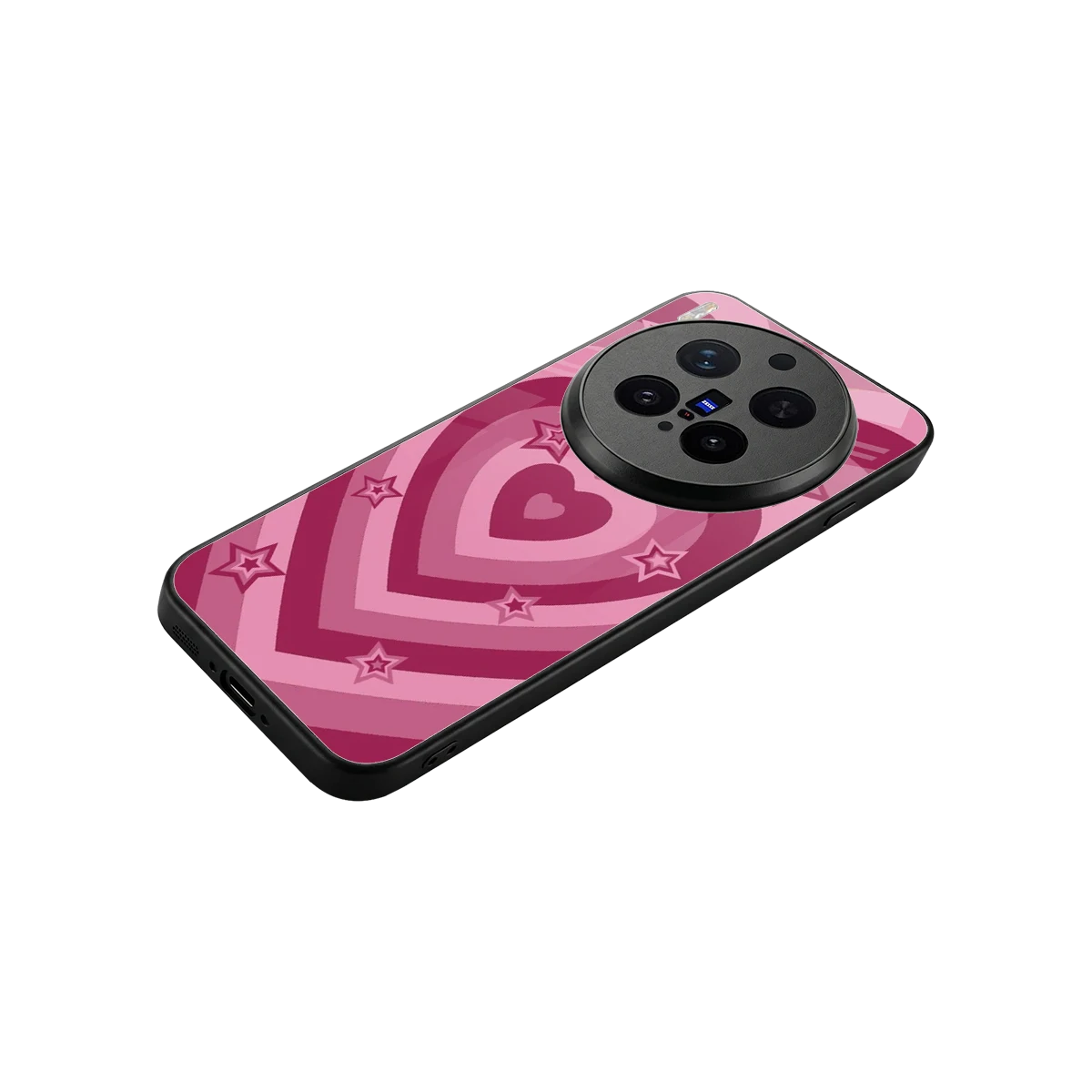 Y2K Pink Hearts X Stars stylish phone case for vivo x300 pro | glossy glass and slim fit