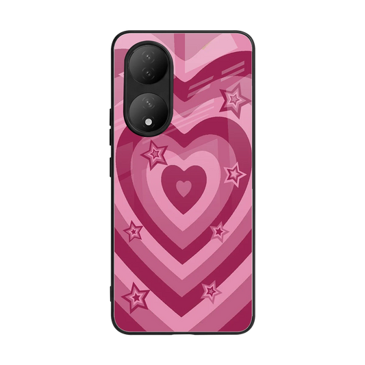 Y2K Pink Hearts X Stars back phone cover | glass case for Vivo-y100