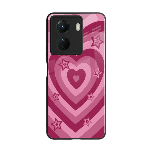 Y2K Pink Hearts X Stars back phone cover | glass case for vivo y16