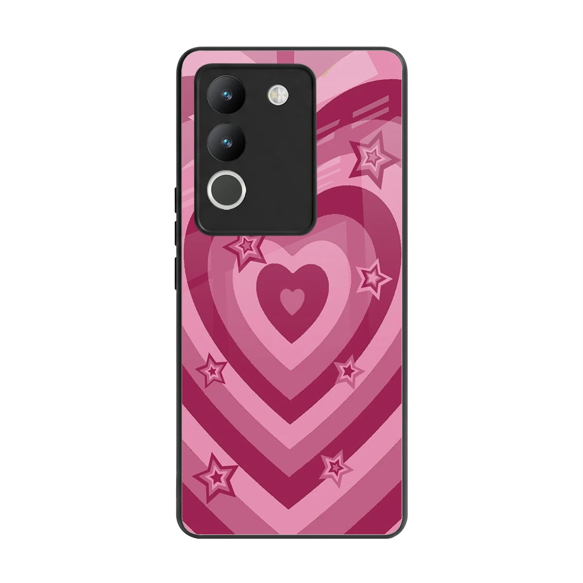 Y2K Pink Hearts X Stars back phone cover | glass case for vivo y200 5g