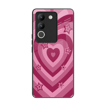Y2K Pink Hearts X Stars back phone cover | glass case for vivo y200 5g